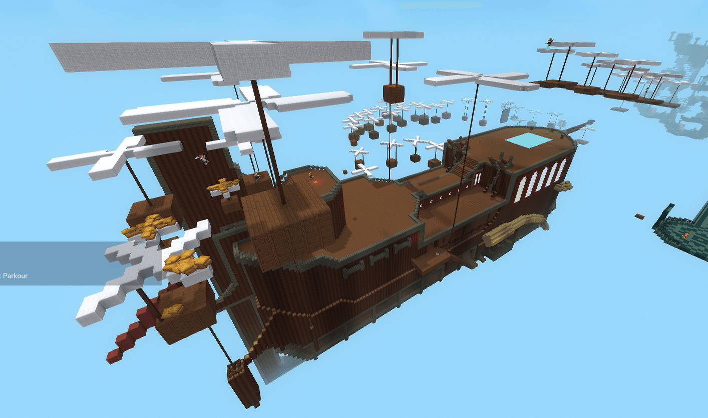 Galleon parkour map on Hyvexa - a flying pirate ship course